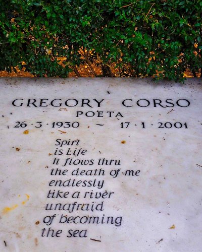 Poëzie, gedicht, Gregory Corso, Rome, graf, Cimitero Acattolico
