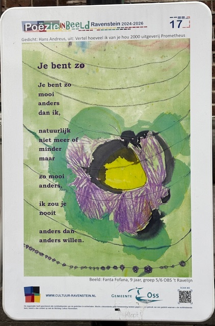 Je bent zo, gedicht van Hans Andreus, gevonden in Ravenstein