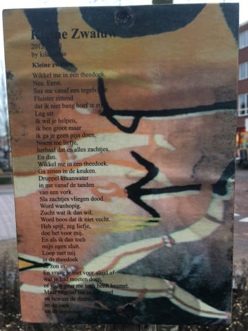 Kleine Zwaluw, gedicht van Kila & Babsie, gevonden in Nijmegen