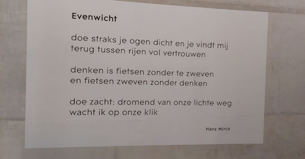 Evenwicht, gedicht van Hanz Mirck, gevonden in Utrecht