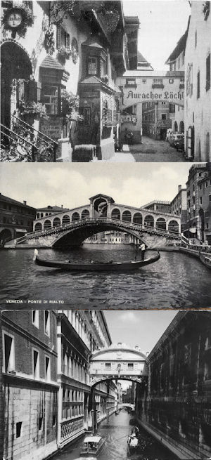 In Pittsburgh, Oxford en Cambridgeis een Bridge of Sighs te vinden, die qua naam verwijst naar de Brug der Zuchten in Venetië, maar in de vorm meer weg heeft van de Rialtobrug