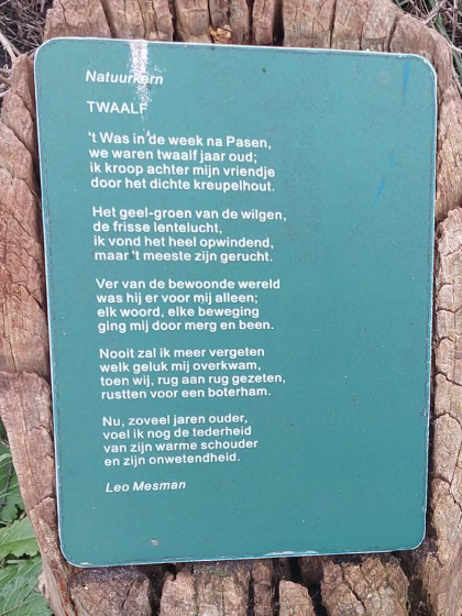 Twaalf, gedicht van Leo Mesman, gevonden in het Griftpark in Utrecht