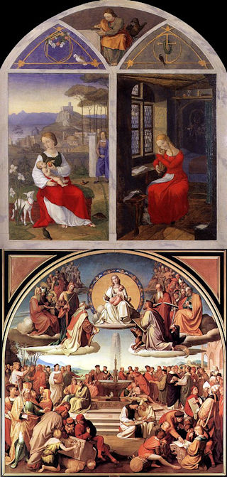 Franz Pforr, Sulamith en Maria;  Friedrich Overbeck, Triomf van de religie in de kunsten
