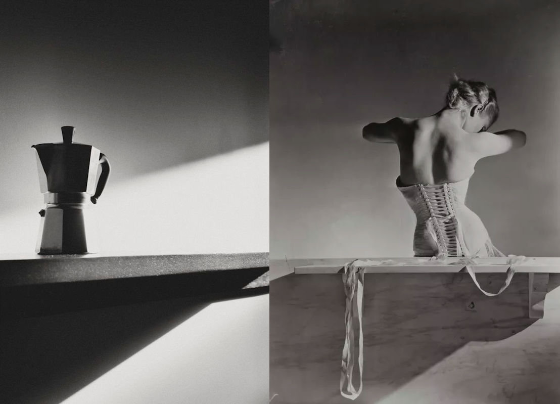 Bij het fotograferen van een Bialetti koffiepotje moet Glen Allsop de foto die Horst P. Horst maakte van het Mainbocher korset voor ogen hebben gehad.