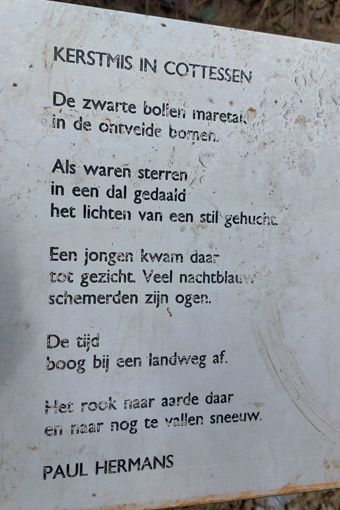 Kerstmis in Cottessen, gedicht van Paul Hermans, gevonden bij de Heimansgroeve in Cottessen